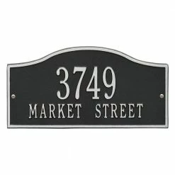 Whitehall Products Rolling Hills Rectangular Black/Silver Standard Wall 2-Line Address Plaque