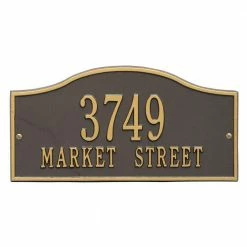 Whitehall Products Rolling Hills Rectangular Bronze/Gold Standard Wall 2-Line Address Plaque