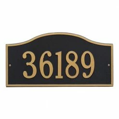 Whitehall Products Rolling Hills Rectangular Black/Gold Grande Wall One Line Address Plaque