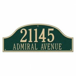 Whitehall Products Admiral Estate Arch Green/Gold Wall Two Line Address Plaque