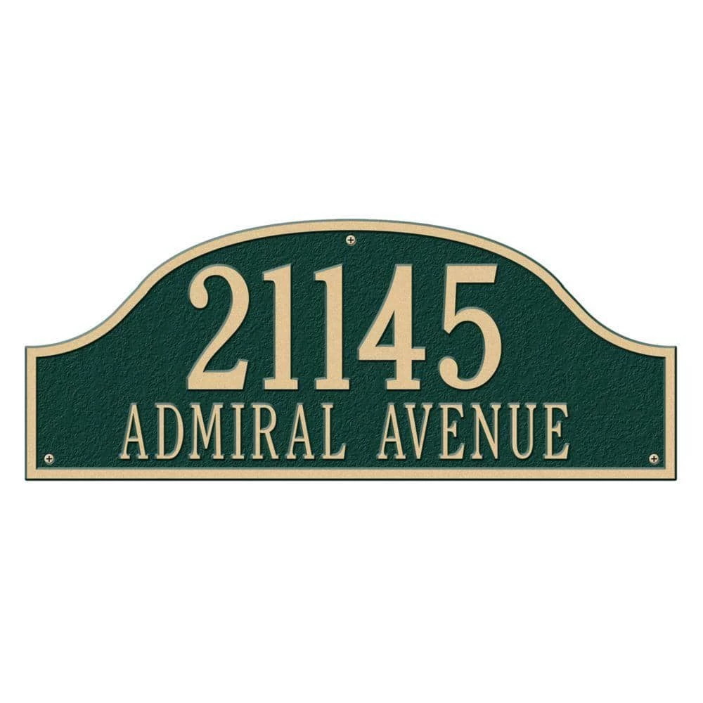 Whitehall Products Admiral Estate Arch Green/Gold Wall Two Line Address Plaque 3 Whitehall Products Admiral Estate Arch Green/Gold Wall Two Line Address Plaque