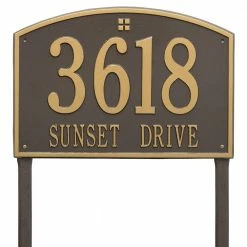 Whitehall Products Cape Charles Estate Rectangular Bronze/Gold Lawn 2-Line Address Plaque