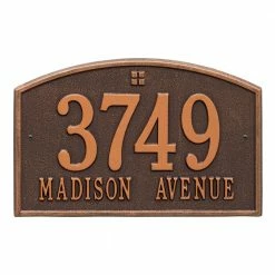 Whitehall Products Cape Charles Standard Rectangular Antique Copper Wall 2-Line Address Plaque