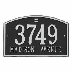 Whitehall Products Cape Charles Standard Rectangular Black/Silver Wall 2-Line Address Plaque