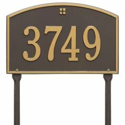 Whitehall Products Cape Charles Standard Rectangular Bronze/Gold Lawn 1-Line Address Plaque