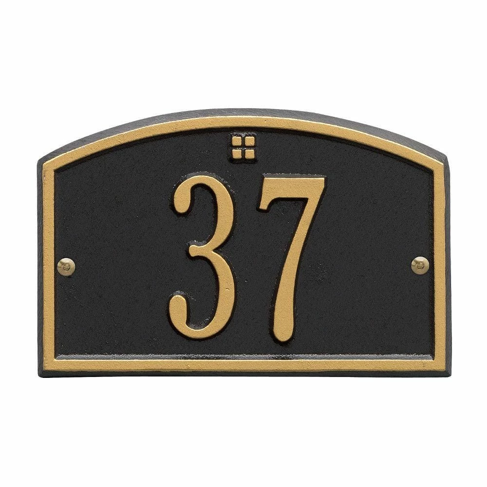 Whitehall Products Cape Charles Rectangular Black/Gold Petite Wall 1-Line Address Plaque 3 Whitehall Products Cape Charles Rectangular Black/Gold Petite Wall 1-Line Address Plaque