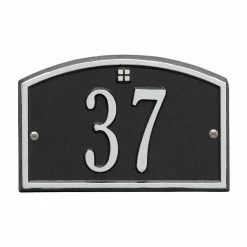 Whitehall Products Cape Charles Rectangular Black/Silver Petite Wall 1-Line Address Plaque