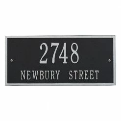 Whitehall Products Hartford Rectangular Black/Silver Standard Wall 2-Line Address Plaque