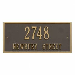 Whitehall Products Hartford Rectangular Bronze/Gold Standard Wall 2-Line Address Plaque