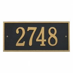 Whitehall Products Hartford Rectangular Black/Gold Standard Wall 1-Line Address Plaque