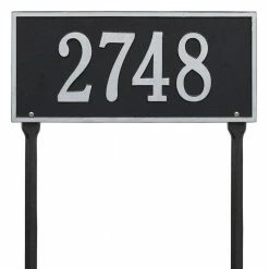 Whitehall Products Hartford Rectangular Black/Silver Standard Lawn 1-Line Address Plaque