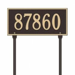 Whitehall Products Rectangular Hartford Standard Lawn 1-Line Address Plaque - Bronze/Gold