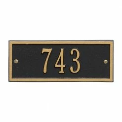 Whitehall Products Hartford Rectangular Black/Gold Petite Wall 1-Line Address Plaque