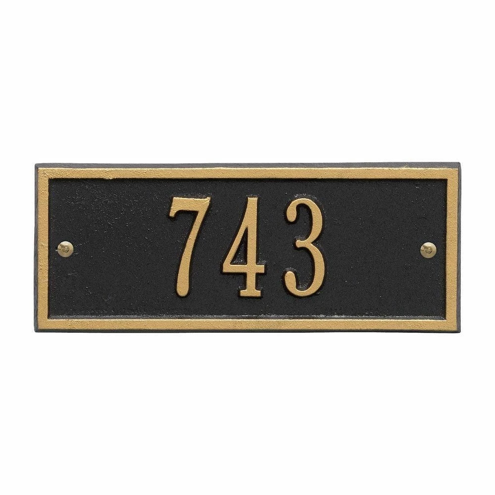 Whitehall Products Hartford Rectangular Black/Gold Petite Wall 1-Line Address Plaque 3 Whitehall Products Hartford Rectangular Black/Gold Petite Wall 1-Line Address Plaque