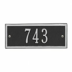 Whitehall Products Hartford Rectangular Black/Silver Petite Wall 1-Line Address Plaque