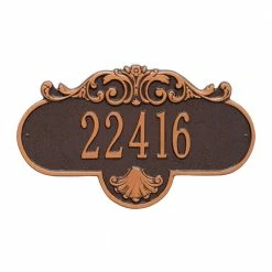 Whitehall Products Oval Rochelle Standard Antique Copper Wall 1-Line Address Plaque