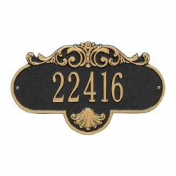 Whitehall Products Oval Rochelle Standard Black/Gold Wall 1-Line Address Plaque