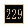 Whitehall Products Square Petite Wall 1-Line Address Plaque - Black/Gold