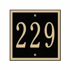 Whitehall Products Square Petite Wall 1-Line Address Plaque - Black/Gold