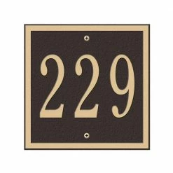 Whitehall Products Square Petite Wall 1-Line Address Plaque - Bronze/Gold