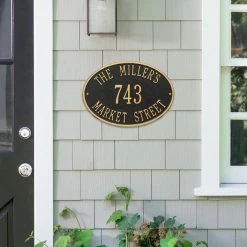 Whitehall Products Oval Hawthorne Standard Black/Gold Wall 3-Line Address Plaque -Whitehall Products Store whitehall products address plaques 2918bg 31 1000