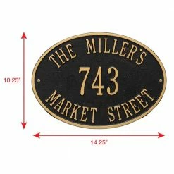 Whitehall Products Oval Hawthorne Standard Black/Gold Wall 3-Line Address Plaque -Whitehall Products Store whitehall products address plaques 2918bg 4f 1000