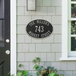 Whitehall Products Oval Hawthorne Standard Black/Silver Wall 3-Line Address Plaque -Whitehall Products Store whitehall products address plaques 2918bs 31 1000