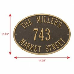 Whitehall Products Hawthorne Standard Oval Bronze/Gold Wall 3-Line Address Plaque -Whitehall Products Store whitehall products address plaques 2918og 4f 1000