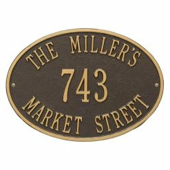 Whitehall Products Hawthorne Standard Oval Bronze/Gold Wall 3-Line Address Plaque