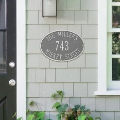Whitehall Products Hawthorne Standard Oval Pewter/Silver Wall 3-Line Address Plaque -Whitehall Products Store whitehall products address plaques 2918ps 31 1000