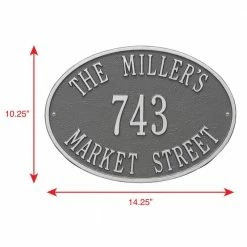 Whitehall Products Hawthorne Standard Oval Pewter/Silver Wall 3-Line Address Plaque -Whitehall Products Store whitehall products address plaques 2918ps 4f 1000