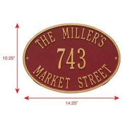Whitehall Products Oval Hawthorne Standard Red/Gold Wall 3-Line Address Plaque 8 Whitehall Products Oval Hawthorne Standard Red/Gold Wall 3-Line Address Plaque -Whitehall Products Store whitehall products address plaques 2918rg 4f 1000