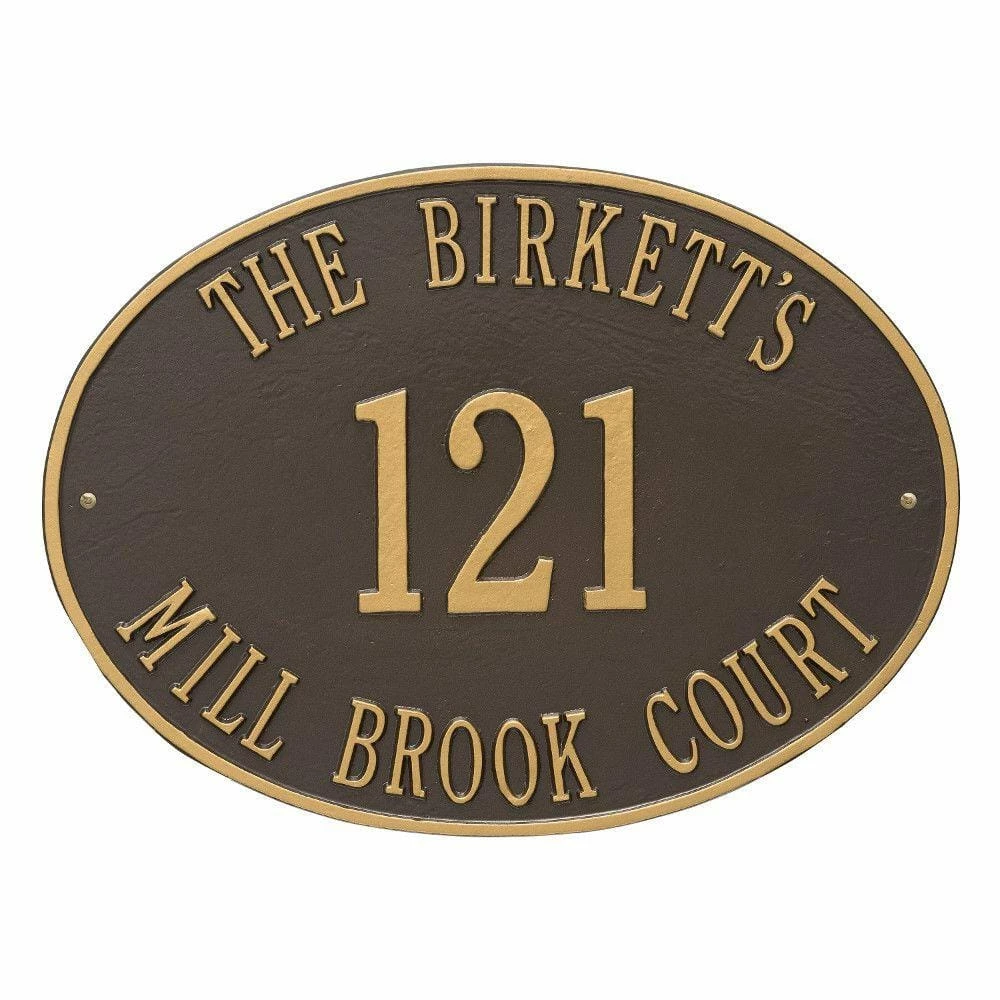 Whitehall Products Hawthorne Estate Oval Bronze/Gold Wall 3-Line Address Plaque 3 Whitehall Products Hawthorne Estate Oval Bronze/Gold Wall 3-Line Address Plaque