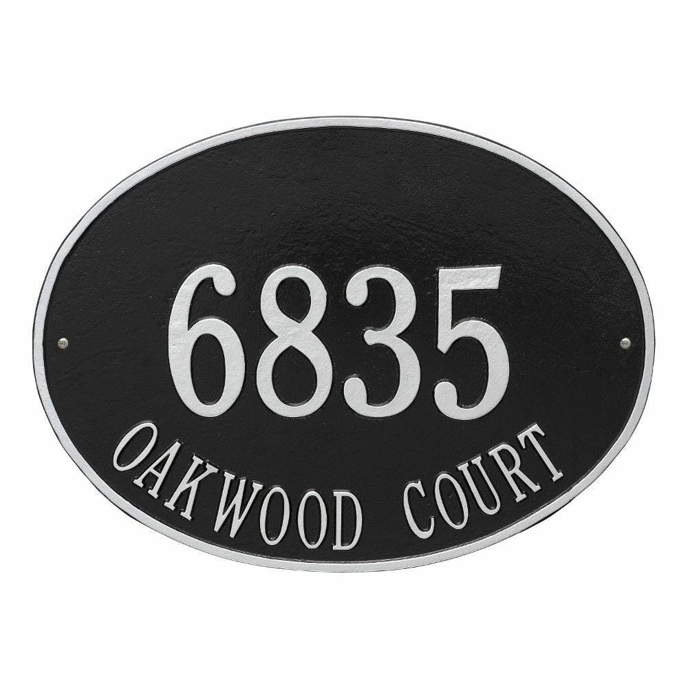 Whitehall Products Hawthorne Estate Oval Black/Silver Wall 2-Line Address Plaque 3 Whitehall Products Hawthorne Estate Oval Black/Silver Wall 2-Line Address Plaque