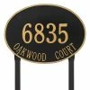 Whitehall Products Hawthorne Estate Oval Black/Gold Lawn 2-Line Address Plaque