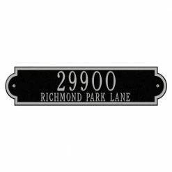 Whitehall Products Richmond Rectangular Black/Silver Estate Wall Two Line Horizontal Address Plaque