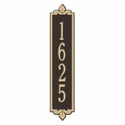 Whitehall Products Rectangular Lyon Standard Wall 1-Line Vertical Address Plaque - Bronze/Gold