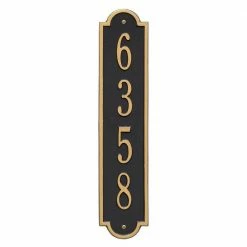Whitehall Products Richmond Standard Rectangular Black/Gold Wall 1-Line Vertical Address Plaque