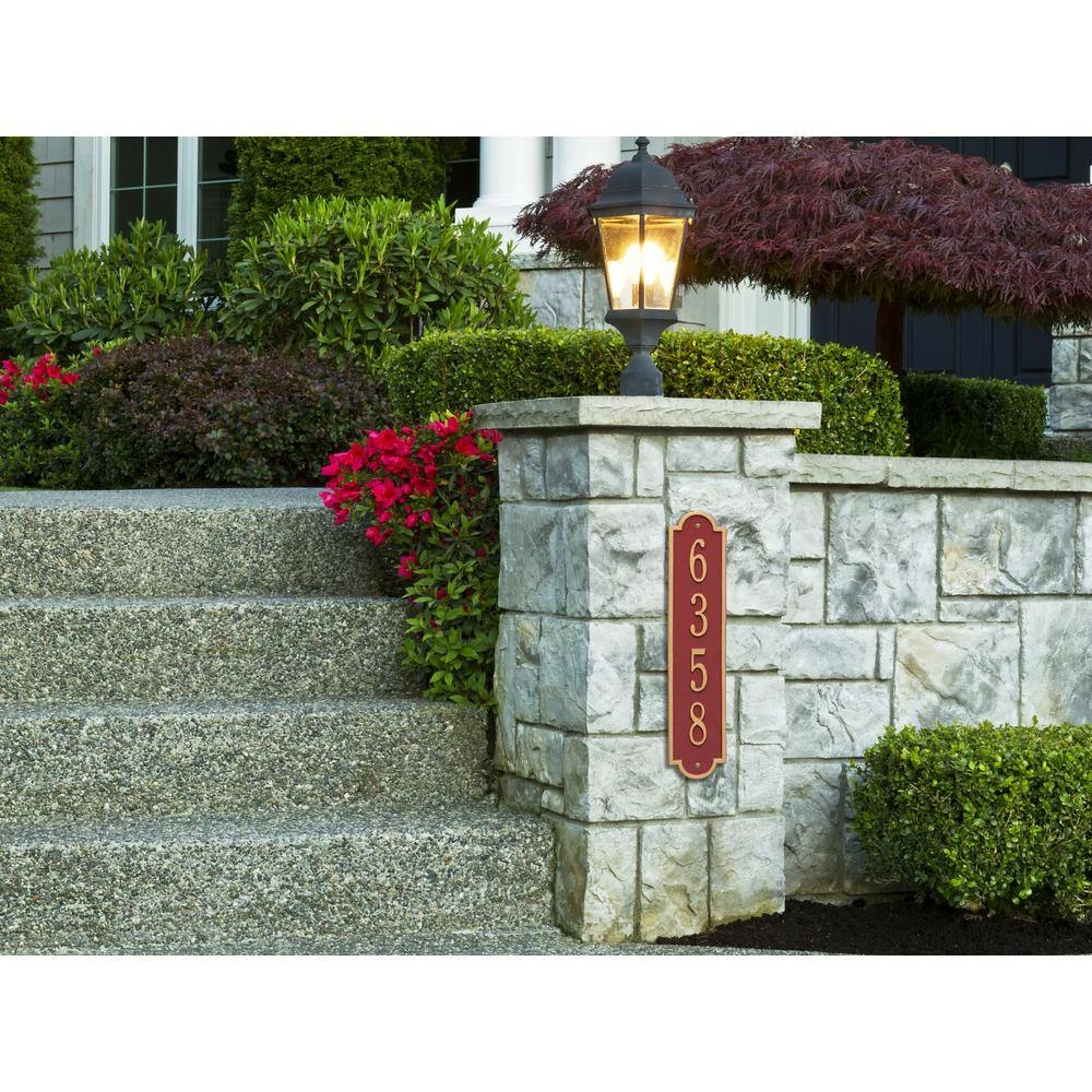 Whitehall Products Richmond Standard Rectangular Red/Gold Wall 1-Line Vertical Address Plaque 5 Whitehall Products Richmond Standard Rectangular Red/Gold Wall 1-Line Vertical Address Plaque - Image 3