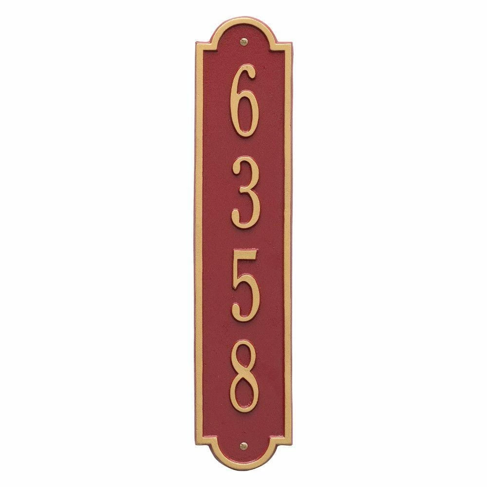 Whitehall Products Richmond Standard Rectangular Red/Gold Wall 1-Line Vertical Address Plaque 3 Whitehall Products Richmond Standard Rectangular Red/Gold Wall 1-Line Vertical Address Plaque