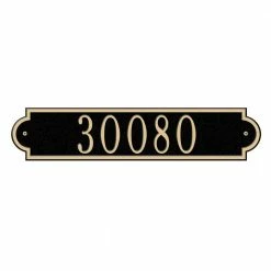 Whitehall Products Richmond Rectangular Black/Gold Standard Wall One Line Horizontal Address Plaque