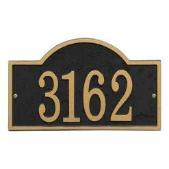Whitehall Products Fast and Easy Arch House Number Plaque, Black/Gold