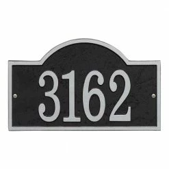 Whitehall Products Fast and Easy Arch House Number Plaque, Black/Silver