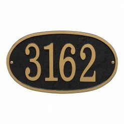 Whitehall Products Fast and Easy Oval House Number Plaque, Black/Gold
