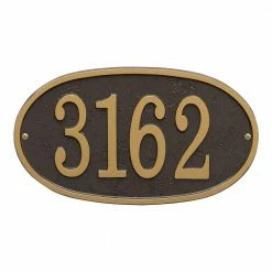 Whitehall Products Fast and Easy Oval House Number Plaque, Bronze/Gold