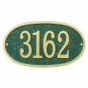 Whitehall Products Fast and Easy Oval House Number Plaque, Green/Gold