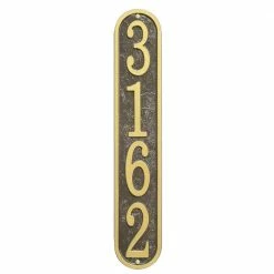 Whitehall Products Fast and Easy Vertical House Number Plaque, Bronze/Gold
