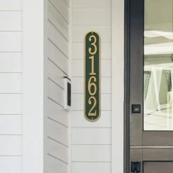 Whitehall Products Fast and Easy Vertical House Number Plaque, Green/Gold -Whitehall Products Store whitehall products address plaques 31275 31 1000