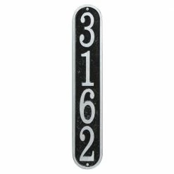 Whitehall Products Fast and Easy Vertical House Number Plaque, Black/Silver