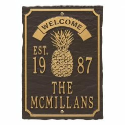 Whitehall Products Antebellum Welcome Rectangular Standard Wall 3-Line Anniversary Personalized Plaque in Bronze/Gold